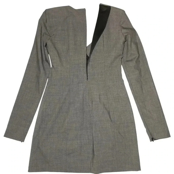 Zara Gray Bustier Suit Dress Long Sleeve Shoulder Pads - Picture 4 of 11